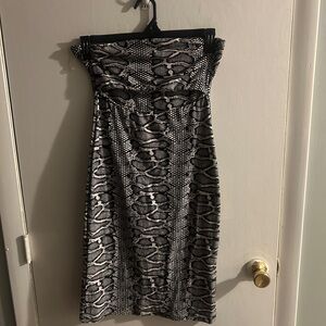Ardene Silver Black Strapless Bodycon Dress
